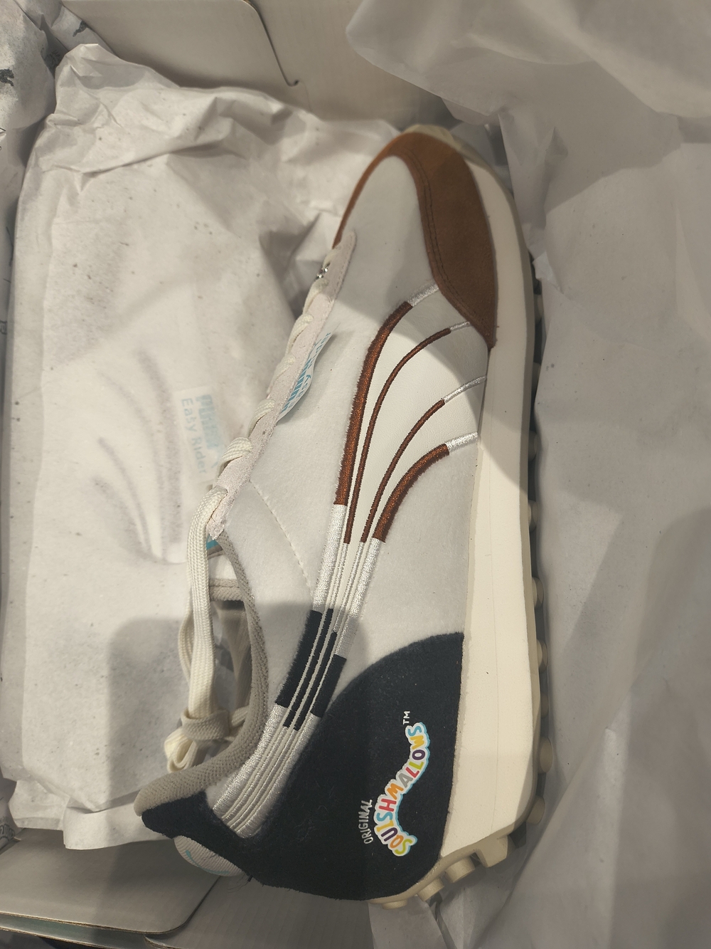 Puma White Brown Black Retro Runner Sneakers